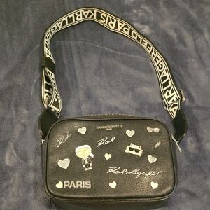 Karl Lagerfeld Black and Silver Crossbody Bag